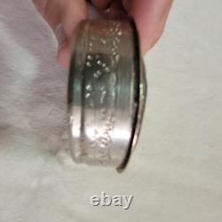 PILL BOX VINTAGE HANDMADE COPPER SILVER PLATE BOX & MOTHER OF PEARL 1950s