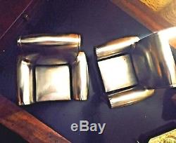 Pair Chrome/Silver plated Lounge Chair Bookends ART DECO VINTAGE MID CENTURY