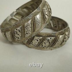 Pair Of African Silver Plated Bracelet Handmade Antique, ethnic bracelet