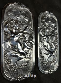 Pair Of Antique English Silver Victorian Push Plates. Circa 1842 1843