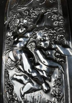 Pair Of Antique English Silver Victorian Push Plates. Circa 1842 1843