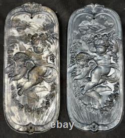 Pair Of Antique English Silver Victorian Push Plates. Circa 1842 1843