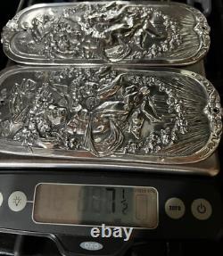 Pair Of Antique English Silver Victorian Push Plates. Circa 1842 1843