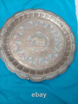Pair Of Antique Sri Lankan Tri Metal Wall Tray Silver Copper Inlay
