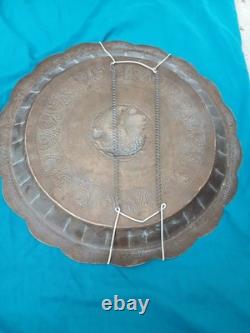 Pair Of Antique Sri Lankan Tri Metal Wall Tray Silver Copper Inlay