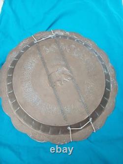 Pair Of Antique Sri Lankan Tri Metal Wall Tray Silver Copper Inlay