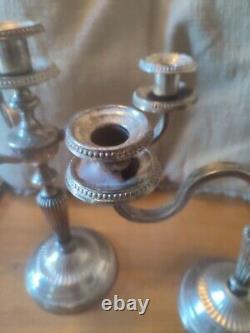 Pair Of Candlesticks Candelabra Three Branches IN silver plated Punch DC