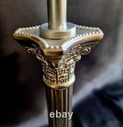 Pair Of Eleganct Corinthian Column Antique Georgian/Victorian SilveTable Lamps