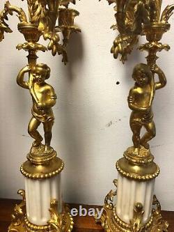 Pair Of Very Fine 19th Century Ormolu And Marble Figural Candelabra