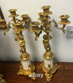 Pair Of Very Fine 19th Century Ormolu And Marble Figural Candelabra