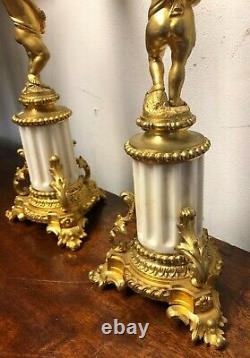 Pair Of Very Fine 19th Century Ormolu And Marble Figural Candelabra