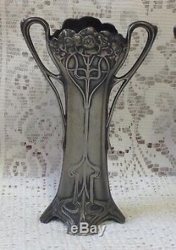 Pair Of WMF Art Nouveau Poppies Secessionist Silver Plated OX Spill / Bud Vases