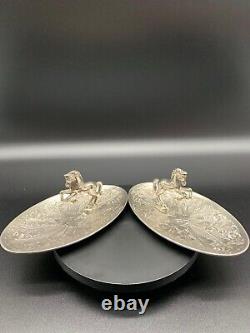 Pair Vintage 1960's Seba Silver Plate, Ring, Trinket, Jewelry, Dish-Standing Hot
