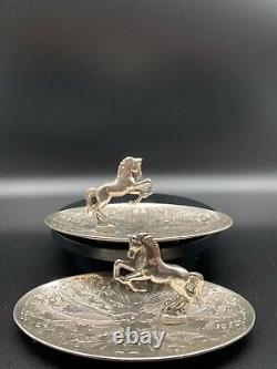 Pair Vintage 1960's Seba Silver Plate, Ring, Trinket, Jewelry, Dish-Standing Hot
