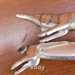 Pair WMF German pig boar Hunt Silver Plated Knife Rests Circa 1910 Art Nouveau