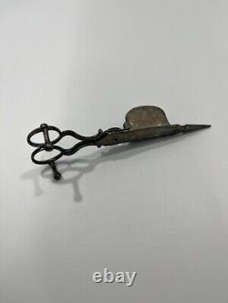 Pair of Antique Regency silver plated candle snuffers with detailing