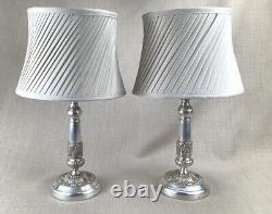 Pair of Antique Table Lamps Christofle Silver Plated Acanthus Leaf Column RARE