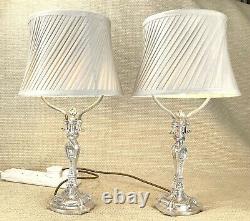 Pair of Antique Table Lamps Christofle Silver Plated Hotel de Crillon Paris RARE