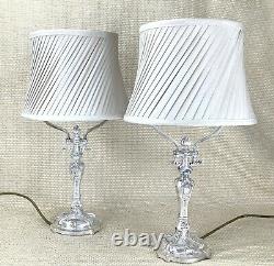 Pair of Antique Table Lamps Christofle Silver Plated Hotel de Crillon Paris RARE