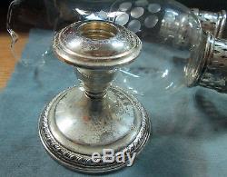 Pair of La Pierre Sterling Silver Hurricane Candle Holders With Original Shades