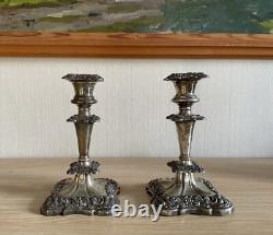 Pair of Silver-plated Candle Holders Industria Argentina Antique around 1900
