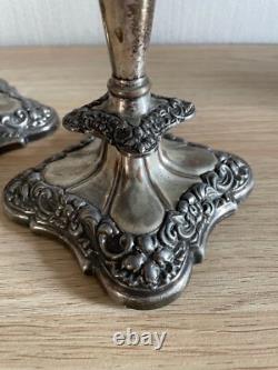 Pair of Silver-plated Candle Holders Industria Argentina Antique around 1900