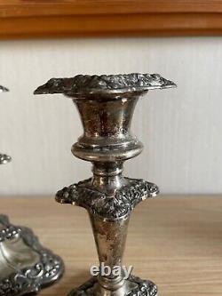 Pair of Silver-plated Candle Holders Industria Argentina Antique around 1900