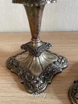 Pair of Silver-plated Candle Holders Industria Argentina Antique around 1900
