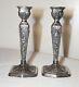 Pair of antique ornate Jennings Brothers silver-plated candlesticks holders