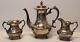 Pairpoint #363 Quadruple Silver Plate Repousse Floral Teapot, Sugar, Creamer Set