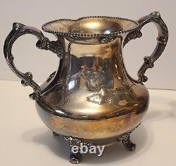 Pairpoint #363 Quadruple Silver Plate Repousse Floral Teapot, Sugar, Creamer Set