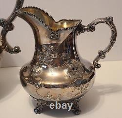 Pairpoint #363 Quadruple Silver Plate Repousse Floral Teapot, Sugar, Creamer Set