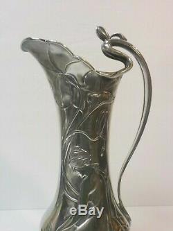 Pairpoint Mfg. Quadruple Silver Plate Art Nouveau 13.5 Ewer, Nude Female