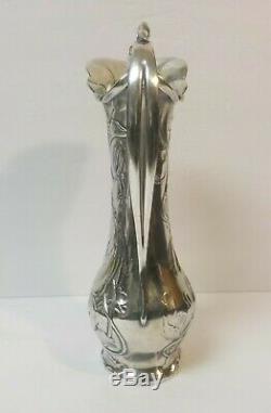 Pairpoint Mfg. Quadruple Silver Plate Art Nouveau 13.5 Ewer, Nude Female