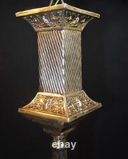Pendant light antique Edwardian silver plate rare vintage lighting Opaline shade