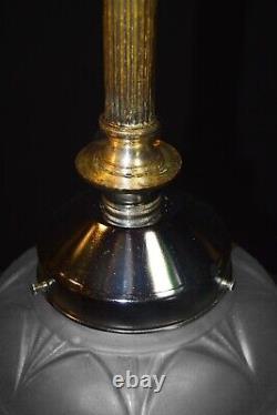 Pendant light antique Edwardian silver plate rare vintage lighting Opaline shade