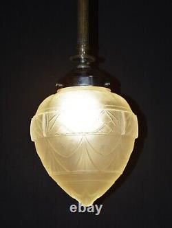 Pendant light antique Edwardian silver plate rare vintage lighting Opaline shade