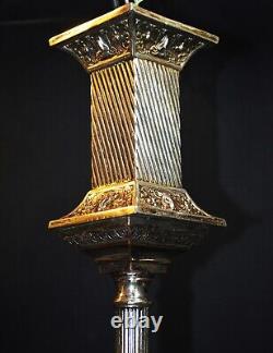 Pendant light antique Edwardian silver plate rare vintage lighting Opaline shade