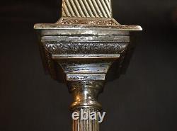 Pendant light antique Edwardian silver plate rare vintage lighting Opaline shade