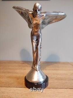 Pietro Psaier (1936- 2004) Large Spirit Of Ecstasy Silver Plated Statue