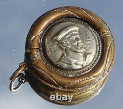 Players Hero Sailor C-1910 Original Cooper & Silver Plate Vesta Match Case