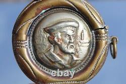 Players Hero Sailor C-1910 Original Cooper & Silver Plate Vesta Match Case