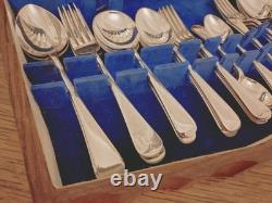 Pristine 49 Pc Silver Plate Faux Bone CUTLERY CANTEEN by John Taylor Sheffield Pristine 49 Pc Silver Plate Faux Bone CUTLERY CANTEEN by John Taylor Sheffield