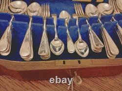 Pristine 49 Pc Silver Plate Faux Bone CUTLERY CANTEEN by John Taylor Sheffield