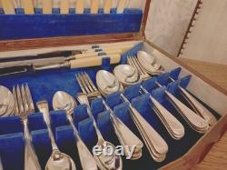 Pristine 49 Pc Silver Plate Faux Bone CUTLERY CANTEEN by John Taylor Sheffield