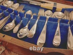 Pristine 49 Pc Silver Plate Faux Bone CUTLERY CANTEEN by John Taylor Sheffield