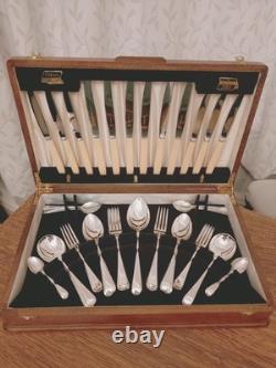 Pristine Vintage 50 Pc EPNS Faux Bone CUTLERY CANTEEN SET Viners Sheffield