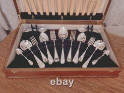 Pristine Vintage 50 Pc EPNS Faux Bone CUTLERY CANTEEN SET Viners Sheffield