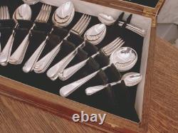 Pristine Vintage 50 Pc EPNS Faux Bone CUTLERY CANTEEN SET Viners Sheffield