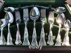 QUALITY KINGS PATTERN Sheffield England Silver Plate Cutlery Set 50 Pce Cased